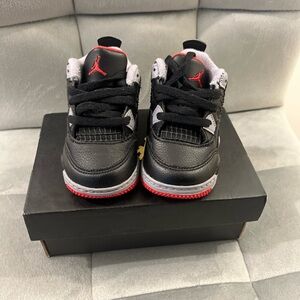 Jordan Retro 4 Kids Black and Red Sneakers
